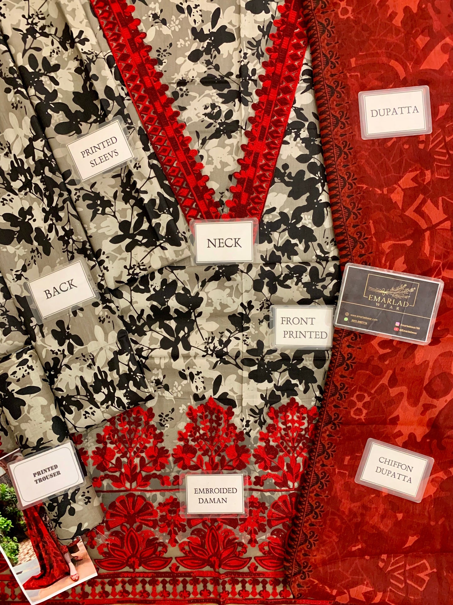 Zainab Chottani | Brown & Red - Pure lawn with chiffon dupatta Collection