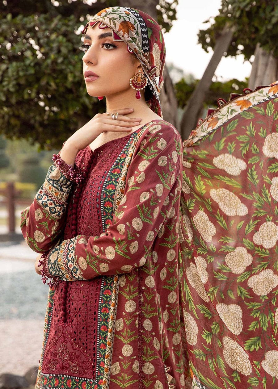 Maria B Maroon Shiffle gala Emb New Arrival Lawn Chiffon Dupatta