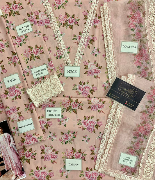 Baroque Pink Pure Lawn Digital New Arrival