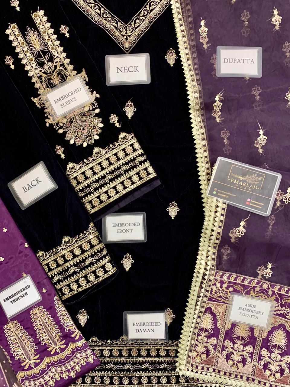 BAROQUE PURPLE VELVET EMBROIDERED VELVET UF-420