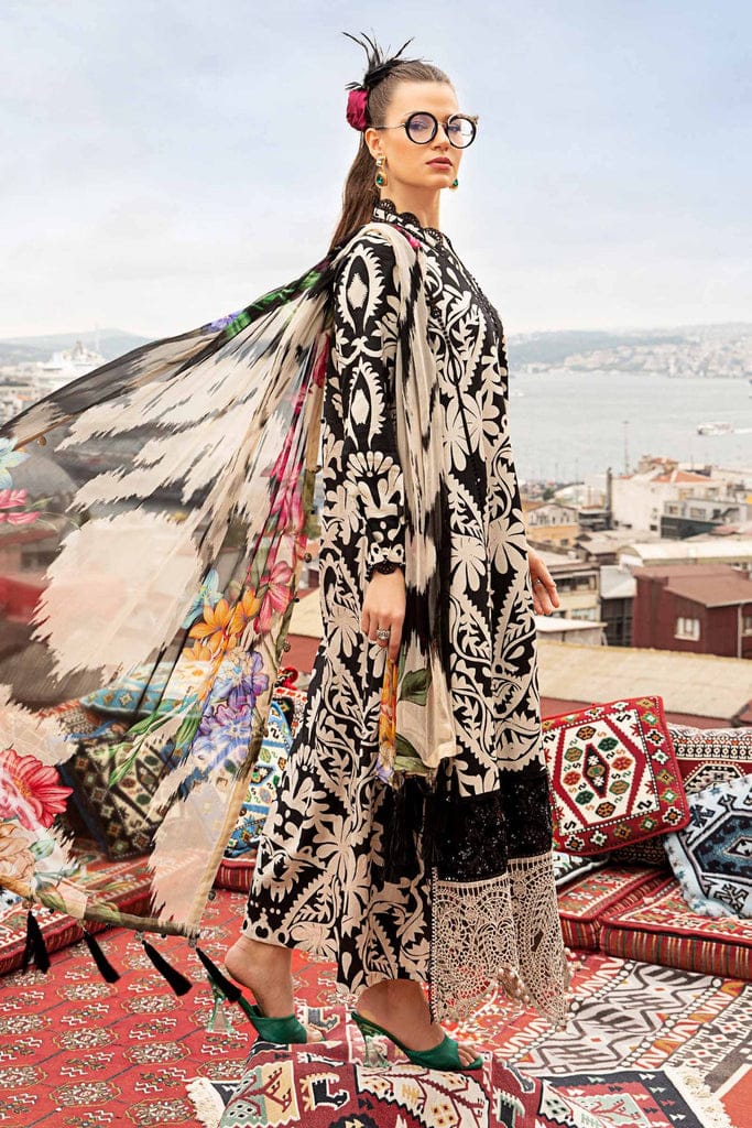 Maria b black skin 3 Piece Unstitched Printed Lawn Suit | MPT-2307-B