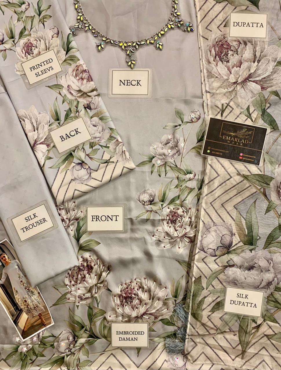 Lulusar Silver 3 Piece Silk Suit