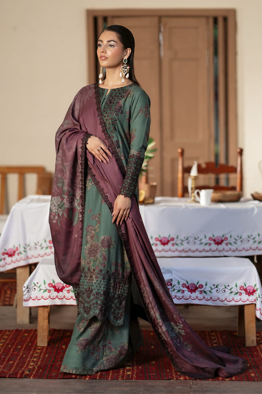 Iznik | Dark Green - Lawn Chiffon Dupatta Collection