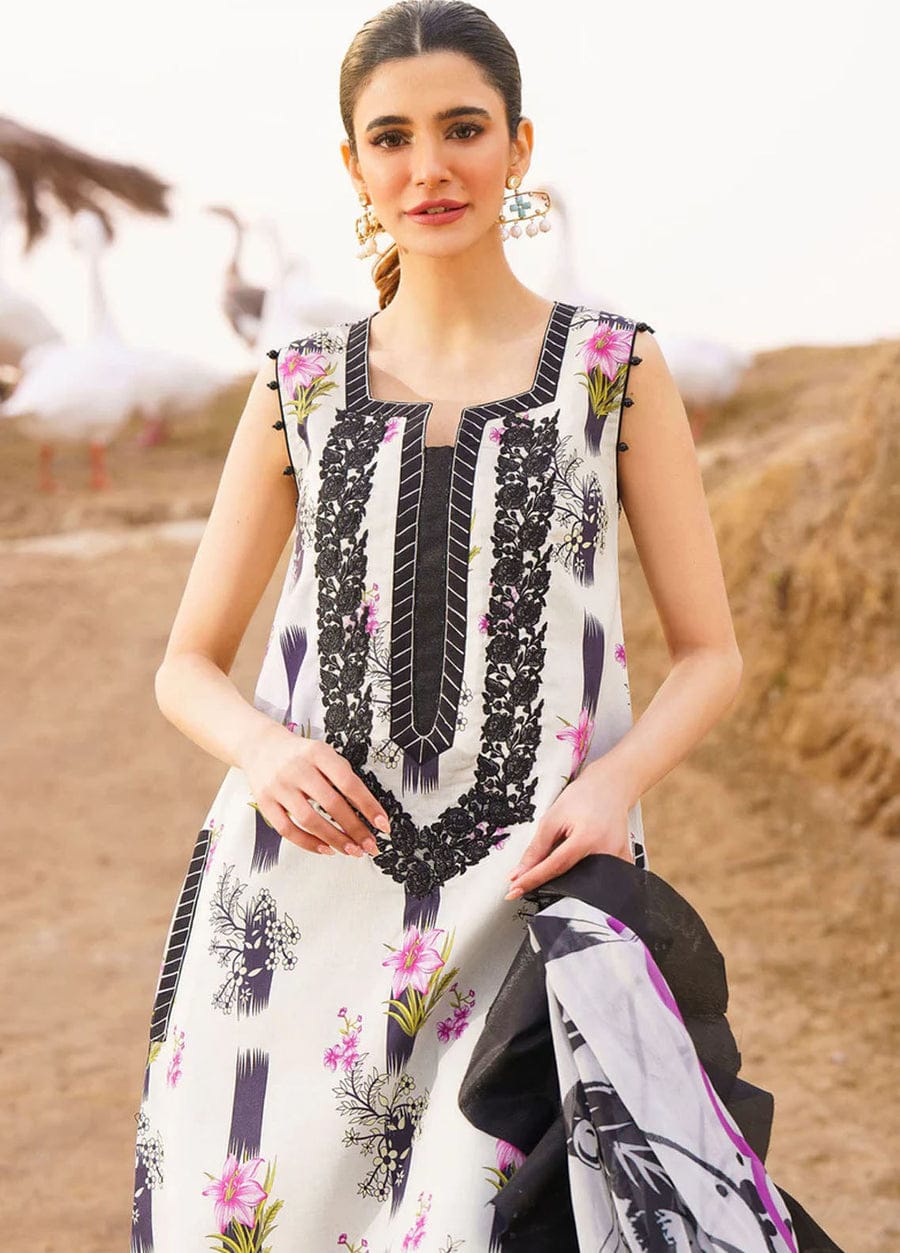 Asifa Nabeel Black & White Digital Emb New Arrival Lawn 3pc