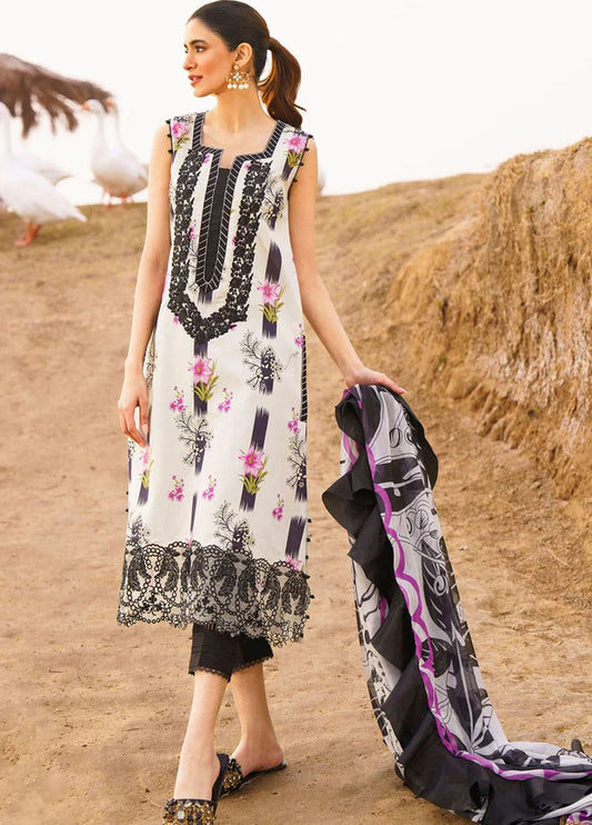 Asifa Nabeel Black & White Digital Emb New Arrival Lawn 3pc