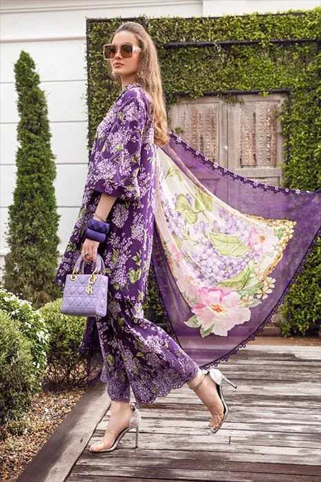 Maria B Shiffle purple Digital Emb New Arrival Lawn 3pc