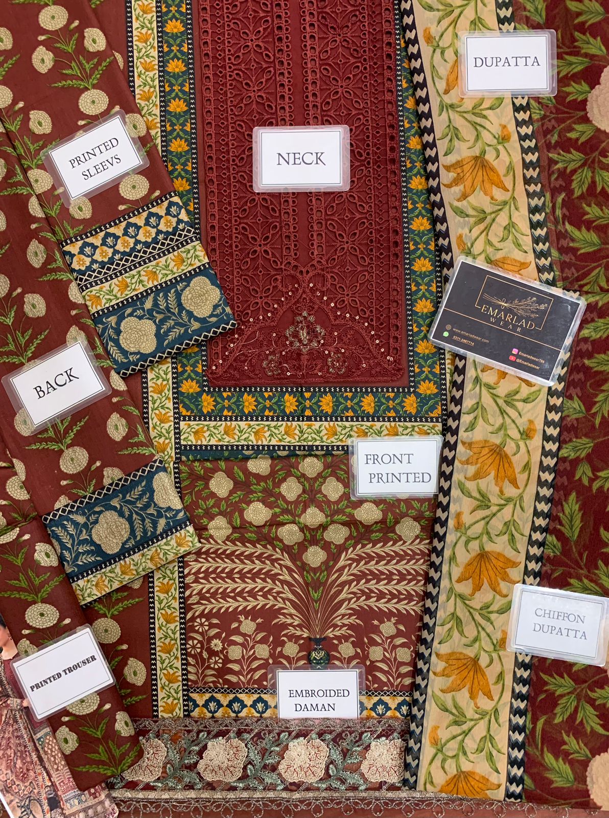 Maria B Maroon Shiffle gala Emb New Arrival Lawn Chiffon Dupatta