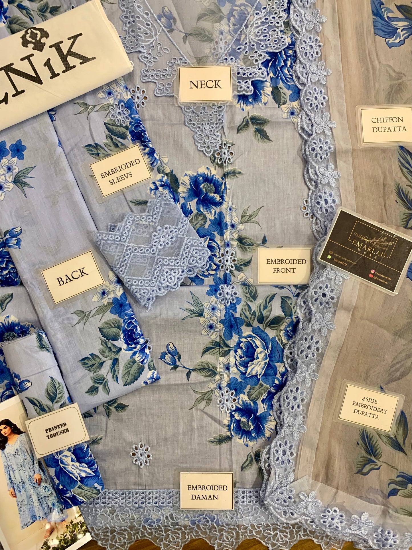 Iznik Digital Print Lawn Embroidery Chikankari New Arrival 3pc