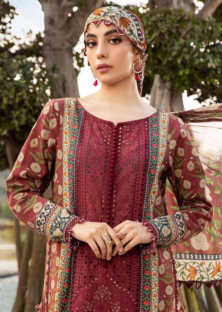 Maria B Maroon Shiffle gala Emb New Arrival Lawn Chiffon Dupatta