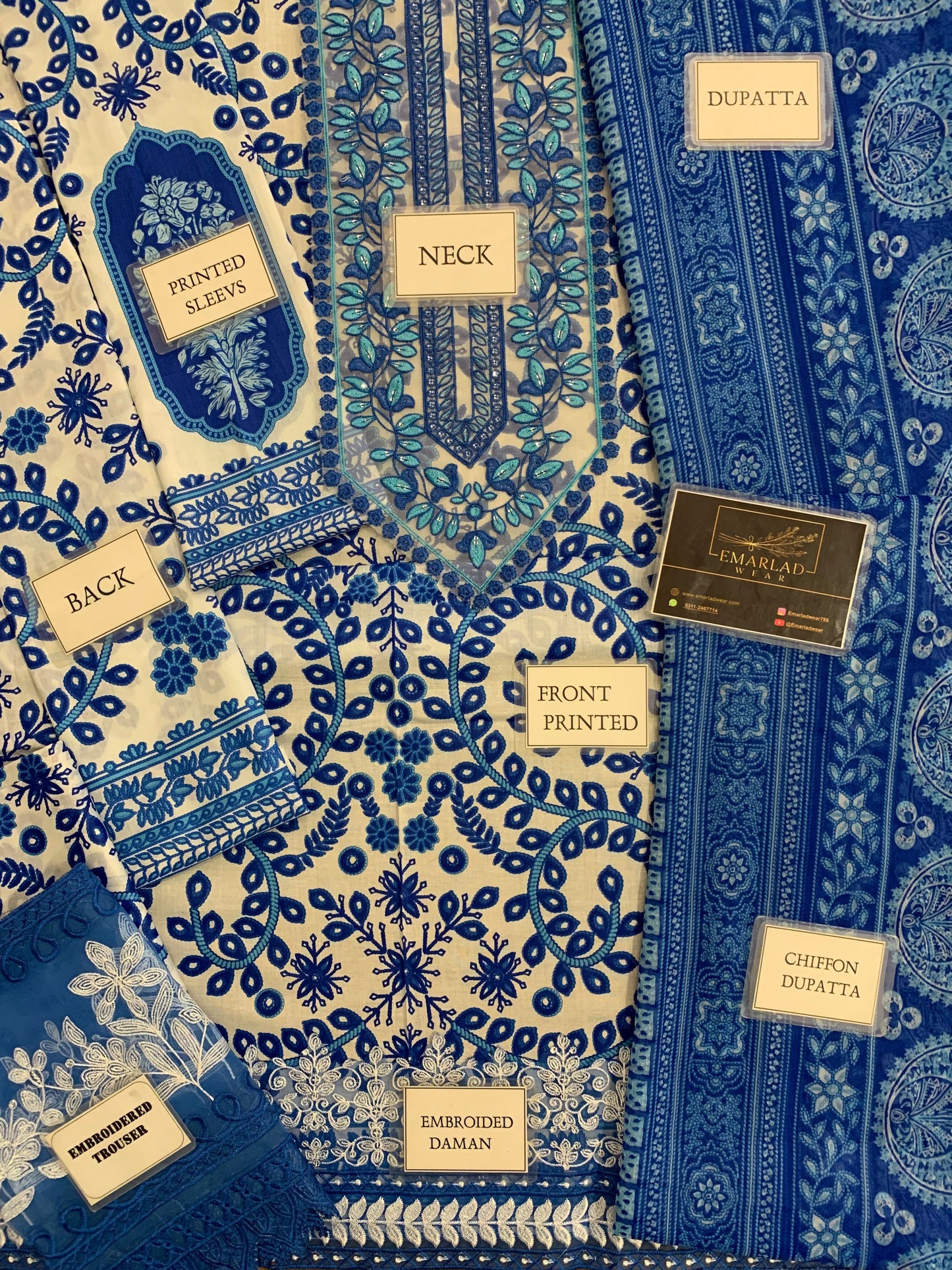 Maria B M-Print | White & Blue - Lawn & Chiffon Dupatta Collection 2025