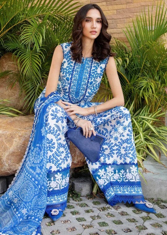 Maria B M-Print | White & Blue - Lawn & Chiffon Dupatta Collection 2025