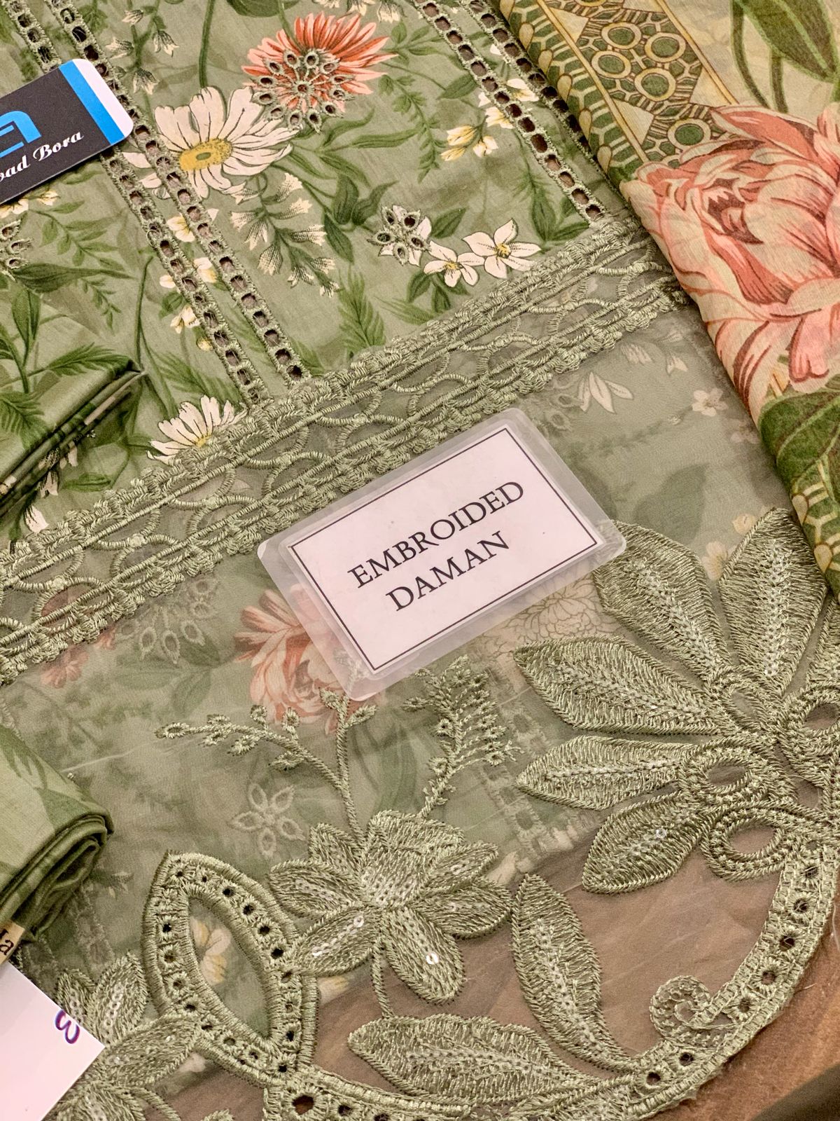 Maria B MPT-2508-B | Garden Green - Chikankari Printed Lawn Eid Collection