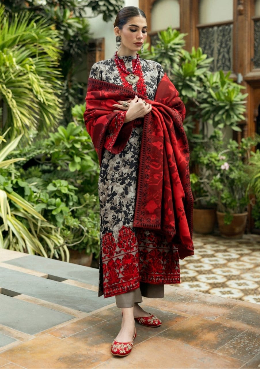 Zainab Chottani | Brown & Red - Pure lawn with chiffon dupatta Collection