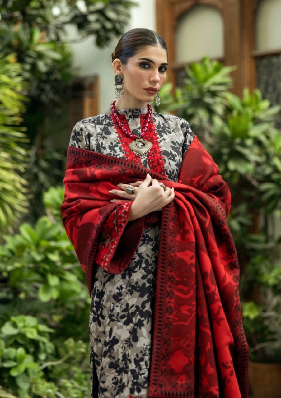Zainab Chottani | Brown & Red - Pure lawn with chiffon dupatta Collection
