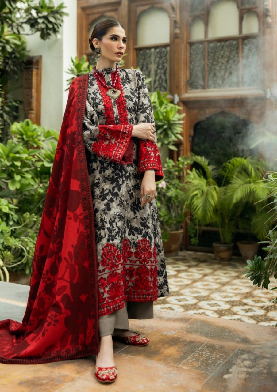 Zainab Chottani | Brown & Red - Pure lawn with chiffon dupatta Collection