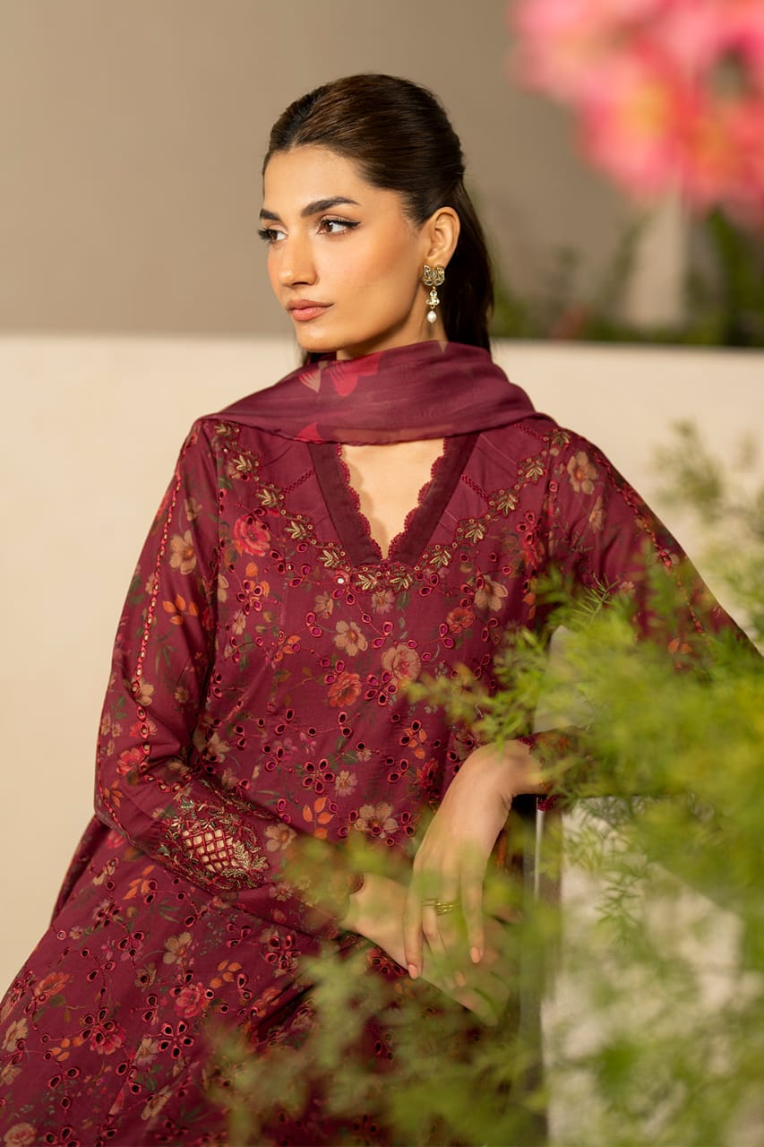 Iznik | Maroon - Chikankari Lawn Printed Collection