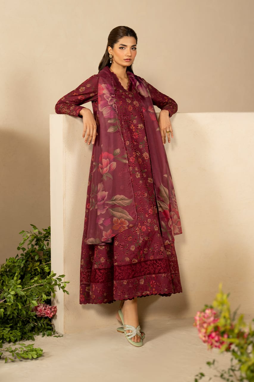 Iznik | Maroon - Chikankari Lawn Printed Collection