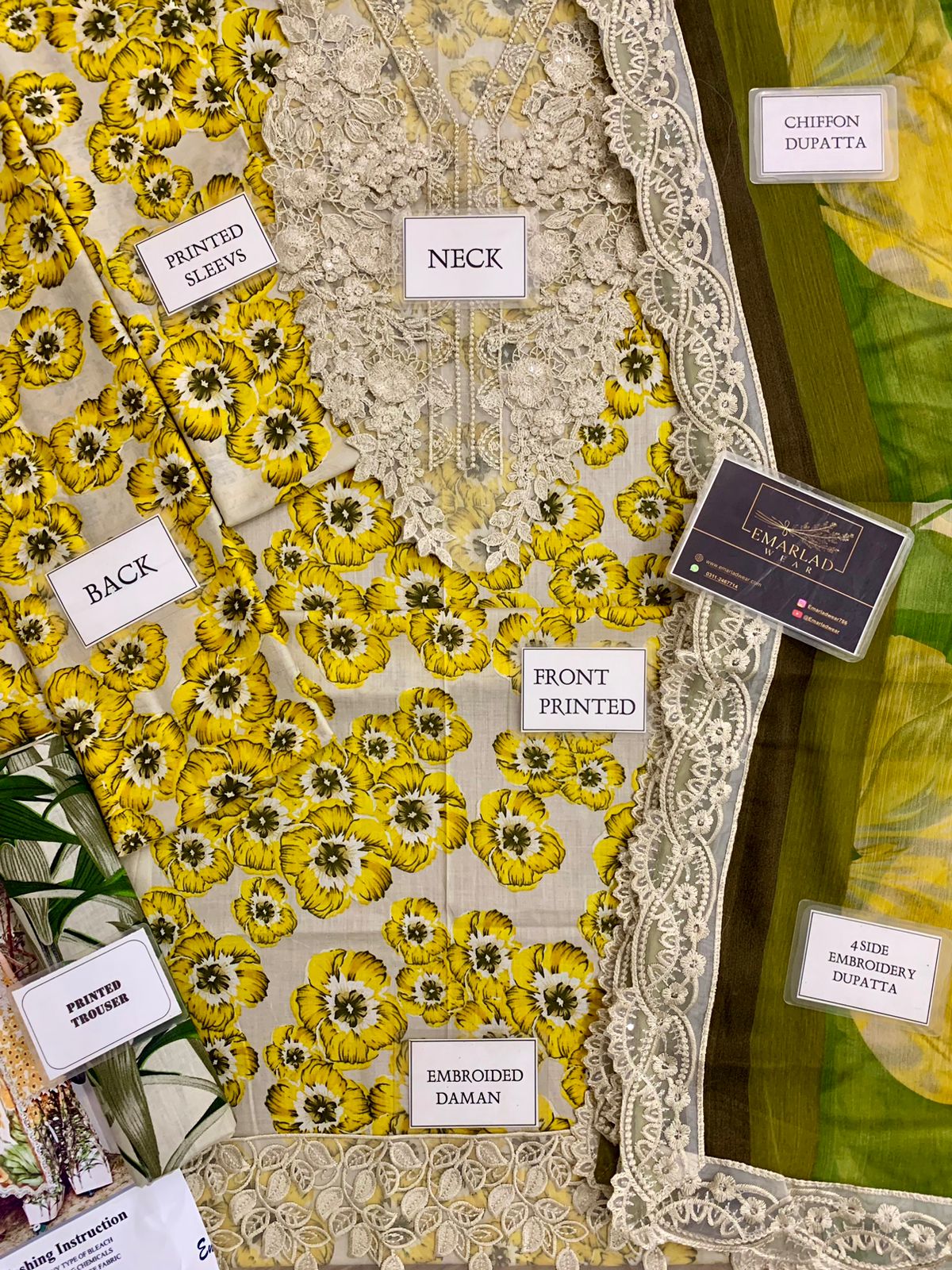 Maria B MPrint MPT-2606-A | Yellow & White (flower)- Lawn With Chiffon Dupatta Collection