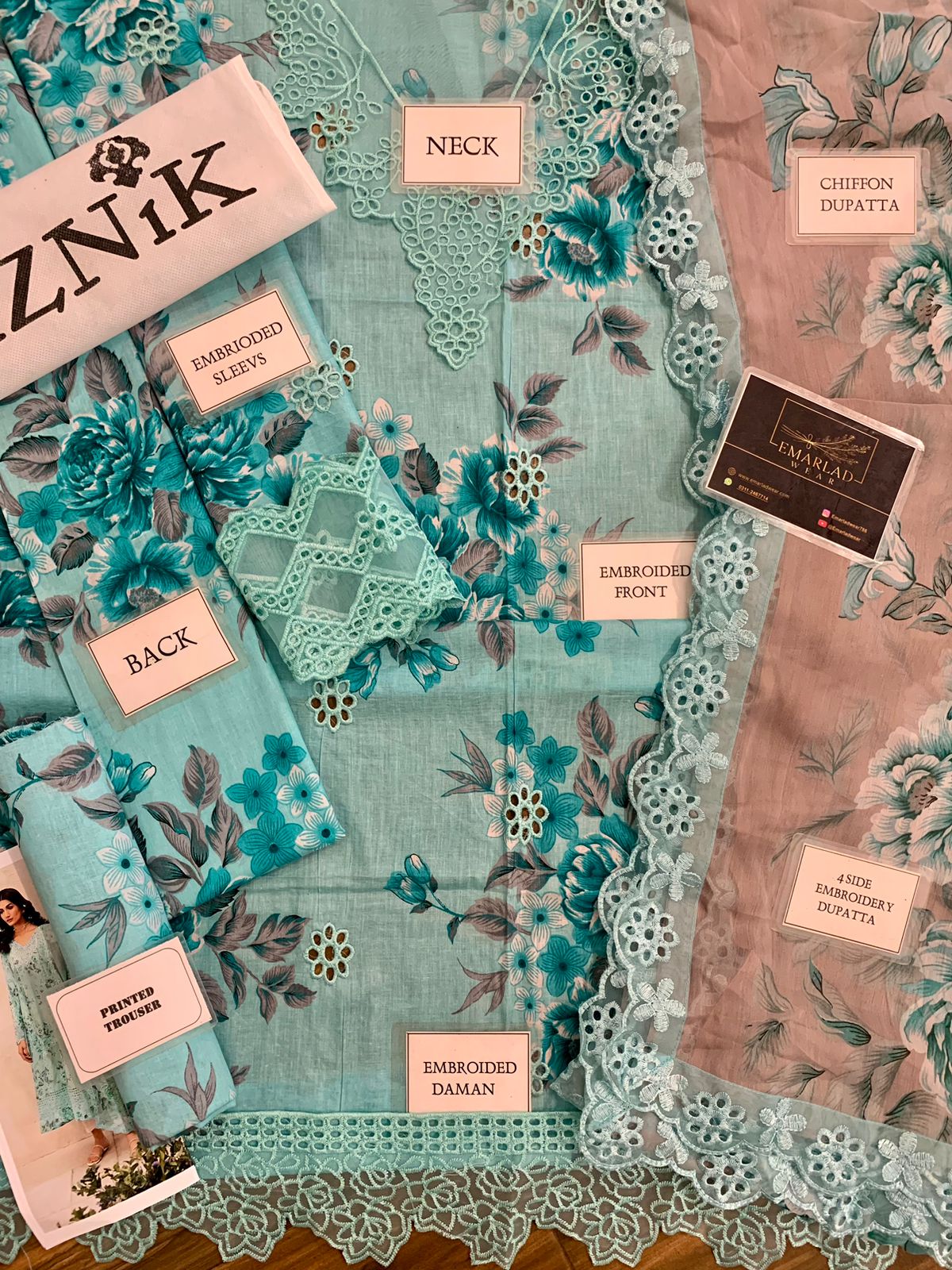 Iznik Digital Print Lawn Embroidery Chikankari New Arrival 3pc