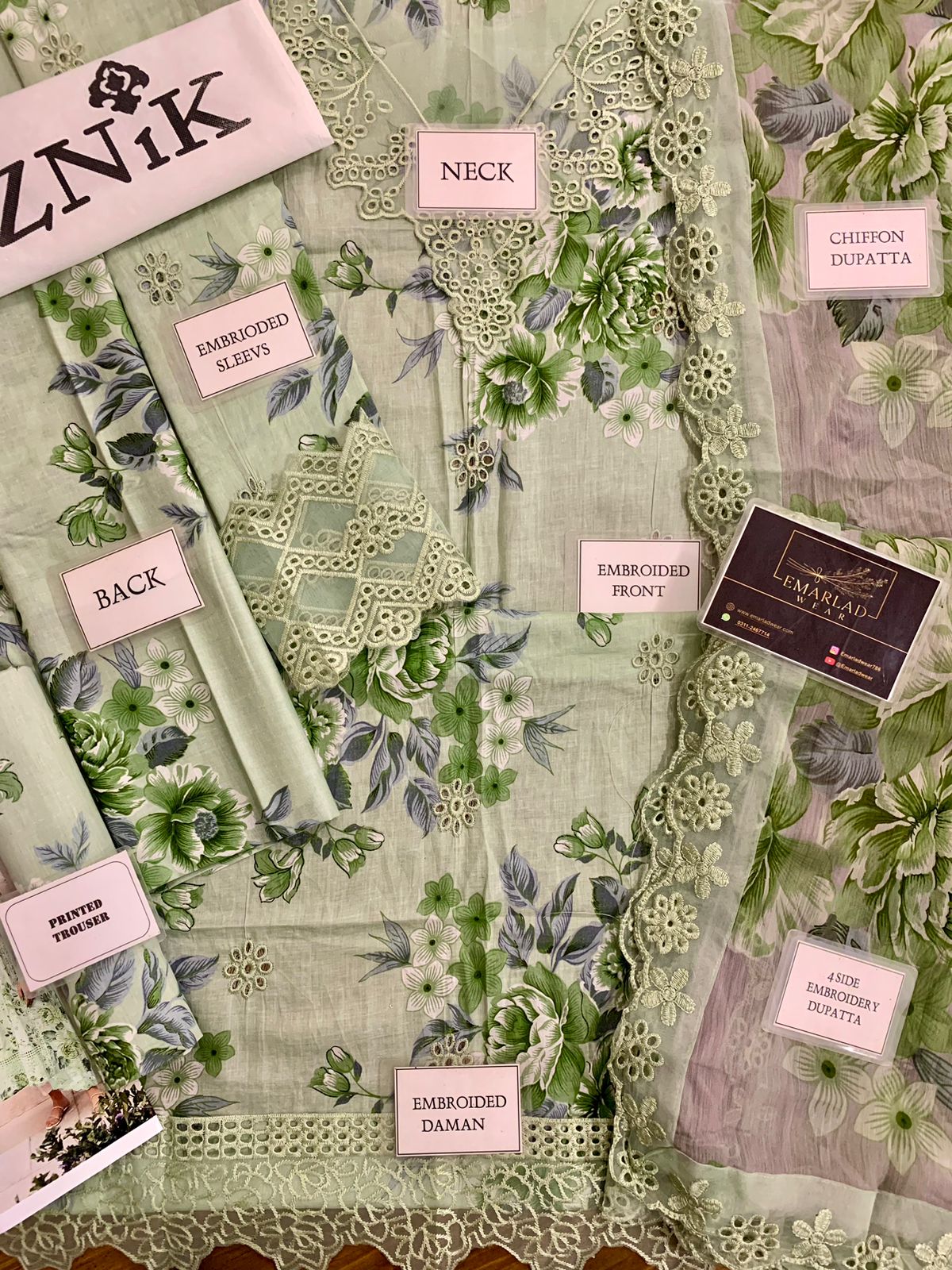 Iznik Digital Print Lawn Embroidery Chikankari New Arrival 3pc