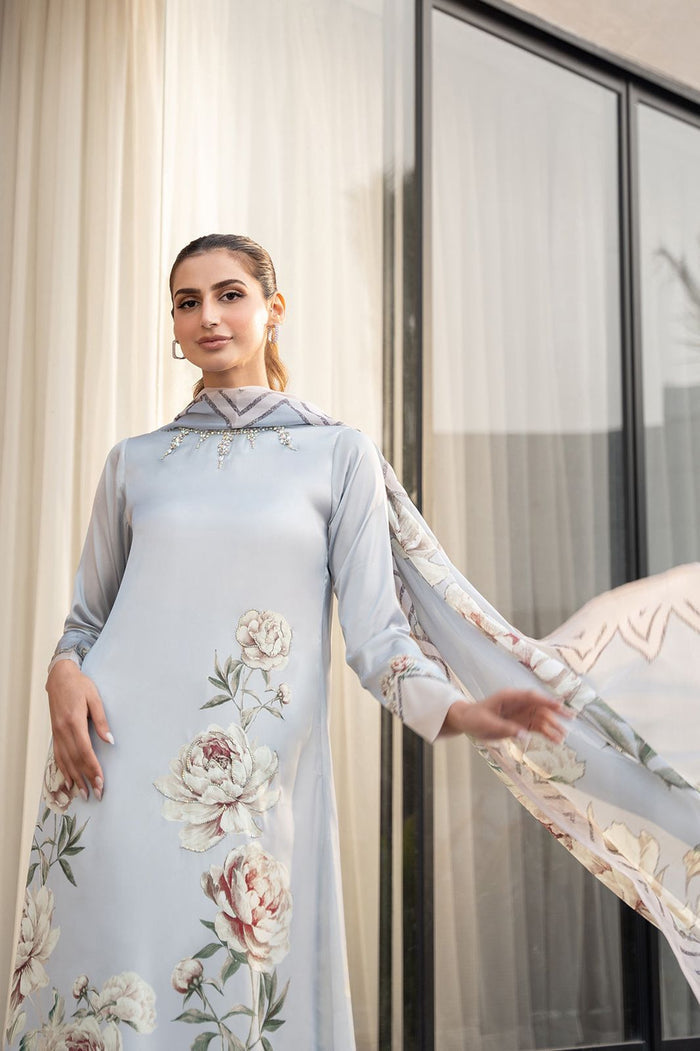 Lulusar  Silver 3 Piece Silk Suit