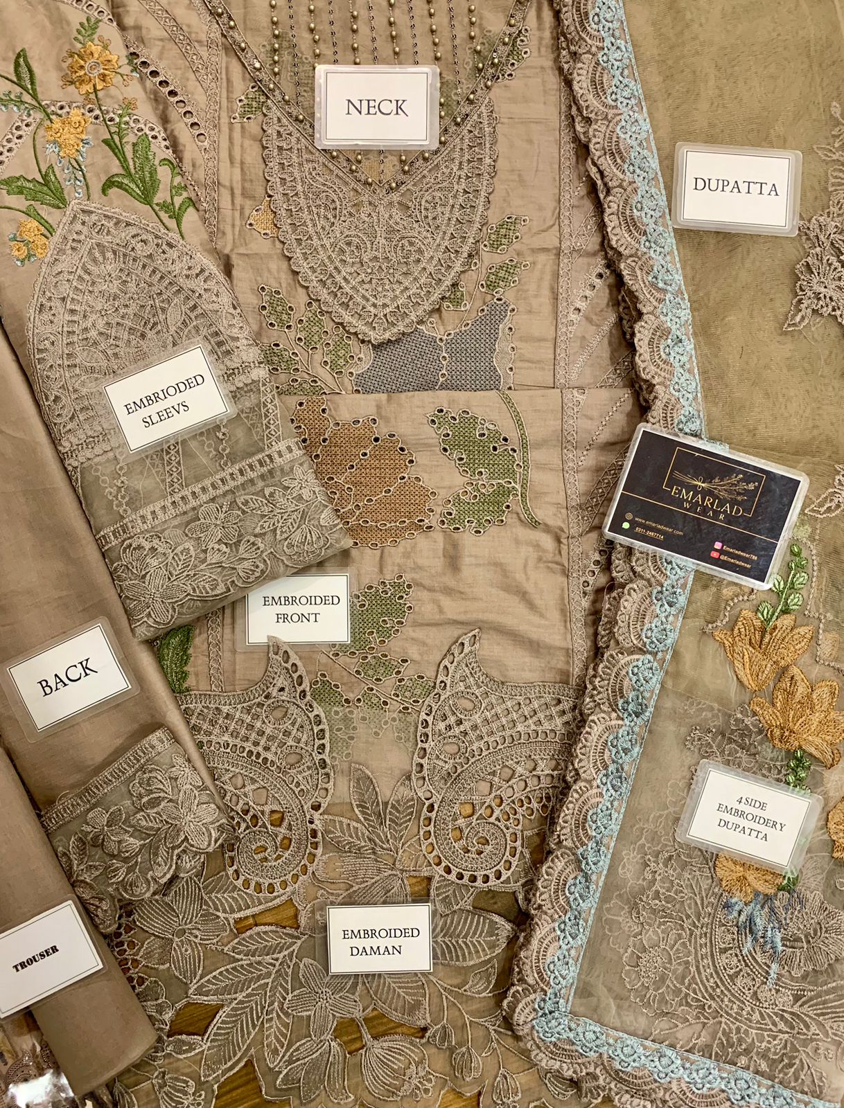 Maria b Brown Chikankari Lawn Embroidery 3pc