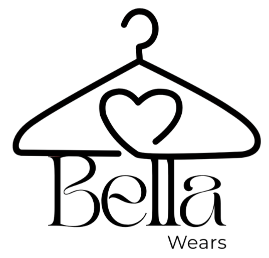 Logo with a hanger and heart design, featuring the text 'Bella Wears'.